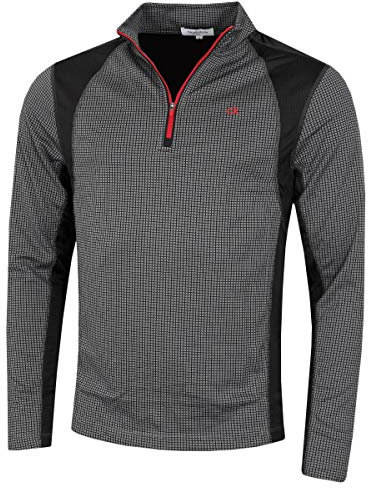 Calvin Klein Herren Micro Grid Half Zip Mid Layer - Schiefer/Rot - S.
