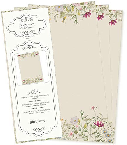 Wildblumen Briefpapier 250 Blatt Papier DIN A4 beidseitig floral Natur nachhaltig für Frauen Schreibpapier Erwachsene