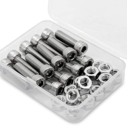 M8 x 30mm Viti Bulloni a Brugola e Dadi in Acciaio Inox 304,Vite a testa cilindrica con esagono incassato (Bullone 15pz, Dadi 15pz)