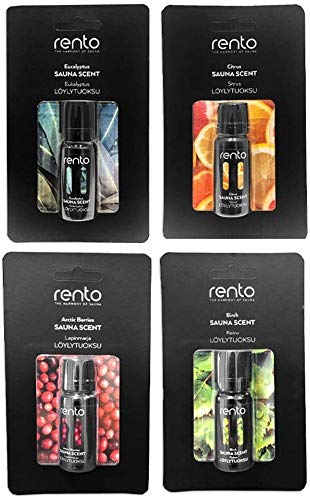 Rento Set d'infusion pour sauna à pièces Rento INTENSIF avec parfum d'agrumes, baies arctiques, eucalyptus et bouleau pour sauna à 10ml