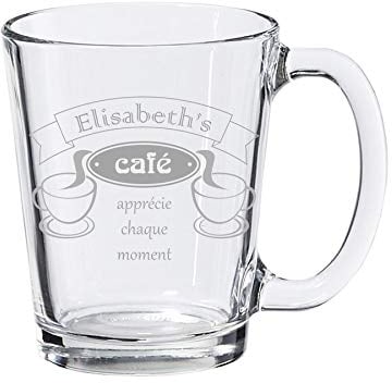 Tasse à café, tasse en verre transparent, personnalisé avec gravure - standard 300ml