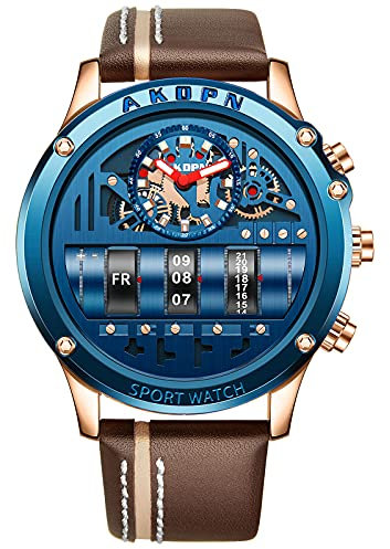 rorios Herren Uhr Analoger Quarzuhr mit Lederband Wasserdicht Business Armbanduhr Leuchtende Kleid Uhren für Männer Herren