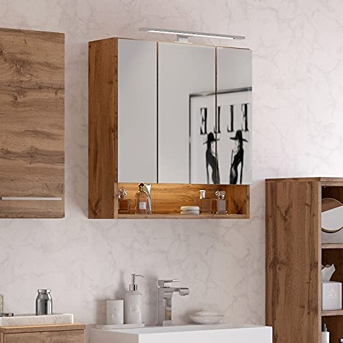 Sefa Toilettenschrank, 60 cm, 3 Türen, Eiche Wotan
