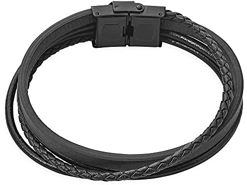 Xenox Herren Leder Armband in schwarz - Leather & More - X4538