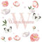 yabaduu Wandsticker personalisiert Sticker Aquarell Tiere mit Name Wandtattoo für Kinderzimmer Babyzimmer Spielzimmer Mädchen Junge Y037 (Nr. 1 Blumen, Mit Wunschname)