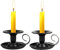 ruichrng 2 Kerzenständer mit Griff, Vintage Kerzenhalter Kerzenleuchter Geschenk für Tischdeko Hochzeit Bad Küche Balkon Dekoration (Schwarz)