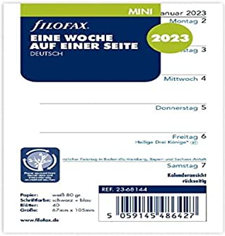 Filofax Mini 1 Woche auf 1 Seite (deutsch)2023