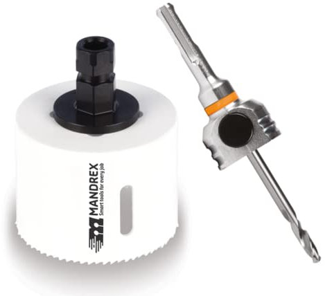 Mandrex – Sierra de corona bimetálica FineXcut 8% aleación de cobalto y 38 mm de profundidad de corte para chapas de acero finas y acrílico, MHB6Q048B+MX200022SB | 48 mm de diámetro