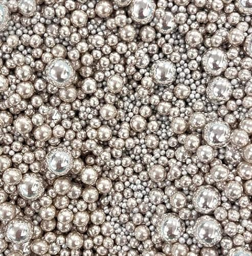 Silver sprinkles metallic chocolate balls for cupcakes cakes cookies decoration baking toppers edible pearls balls metallic silver grey wedding anniversary birthday celebration DISCO BALL