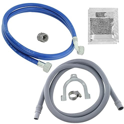 SPARES2GO Kit di prolunga universale per tubo di riempimento dell'acqua e tubo di scarico (2,5 m) + 2 x anticalcare