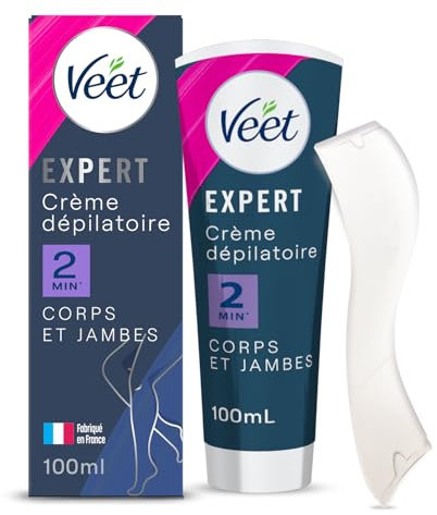 VEET EXPERT - Crème Dépilatoire Poils Tenaces - Corps & Jambes - Agit en 2min - 100ml