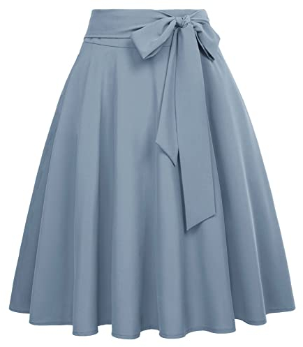 Belle Poque Sommer Strand fließenden Rock Frauen hohe Taille Slim Fit Plissee-Rock mit Taschen BP000561-51 M
