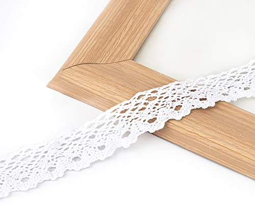 Vintage Spitzenband Borte aus Baumwolle Dekoband Zierband Spitzenstoff Spitzenborte Häkel-Borte für Nähen Handwerk Weihnachtsdekoration Hochzeit Vorhang Deko Scrapbooking Geschenkbox Weiß 3cmx10m