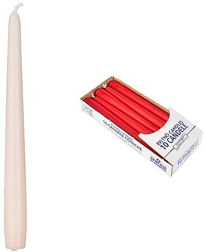 Cereus di Giorgio Risthò Bougies Coniques pour Candélabres, Cire, Rose (Poudre), 2,2 x 25 cm, 10 Unités & Cereria de Giorgio risthò Bougies Coniques pour bougeoir, Cire, Rouge, 2.2 x 25 cm, 10 unités