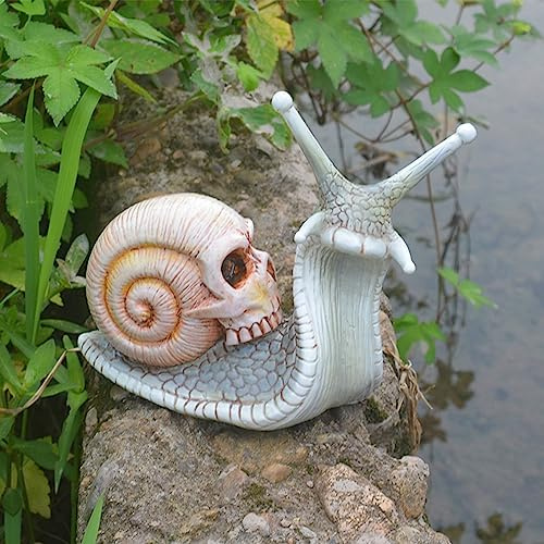 Jauhmui Halloween Schädel Schnecke Skulptur Statue Totenkopf deko Patio Lawn grau
