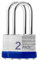 Lot de 2 cadenas d'extérieur à clé avec la même clé – Cadenas à clé en acier laminé avec anse longue, pour loquet à moraillon, abris de jardin, clôtures, casier de rangement, école, salle de sport