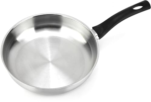 MAGEFESA Essencial Inox - Sartén Plateada de 24cm, Acero Inoxidable, Sin Recubrimiento ni Antiadherente, Ecológica, Todo Tipo de Cocinas, Inducción