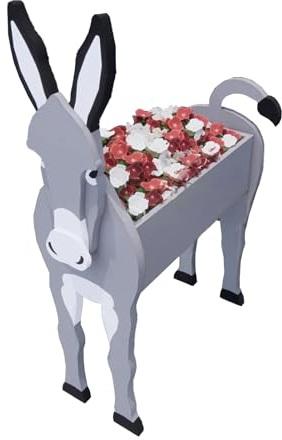 Macetas de Flores de Animales, Macetas de Dibujos Animados con Forma de Animal, Macetas de Cactus Suculentas con Forma de Animal, Contenedor de Almacenamiento de Plantas de Plástico, Escultura(burro)