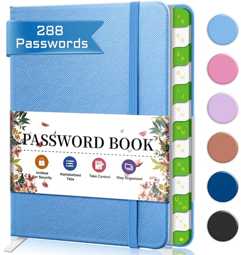 Passwortbuch mit Alphabetischen Registerkarten Blau