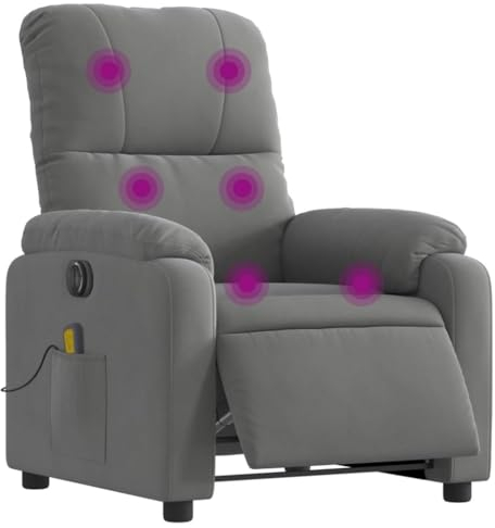 vidaXL Massagesessel, Sessel Elektrisch, Relaxsessel mit Liegefunktion Vibrationsfunktion, Fernsehsessel Liegesessel, Dunkelgrau Mikrofasergewebe