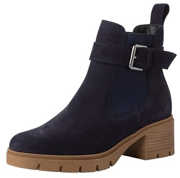Tamaris Damen Chelsea Leder Blockabsatz bequem; NAVY, EU 41