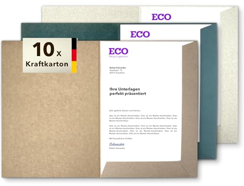 Präsentationsmappe A4 Kraftkarton (10 Stück) - rauer ECO Recycling-Karton - direkt vom Hersteller STRATAG - vielseitig einsetzbar für Ihre Angebote, Exposés, Projekte oder Geschäftsberichte
