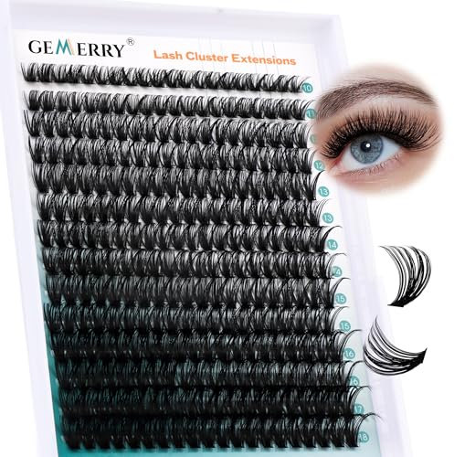 Einzeln Wimpern 60D DIY Cluster Wimpern 0.07 D Curl 10-18 Mix Individuelle Wimpern Extensions Wimpernverlängerung Volume Wimpernbüschel Wimpern zu Hause GEMERRY Wimpern (60D-0.07D-10-18mm)