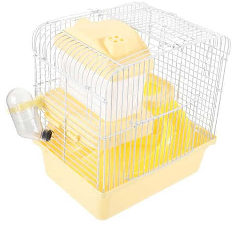 Yardwe Pet Villa Kleintierkäfig Für Zwerghamster Und Meerschweinchen Atmungsaktives Tragbares Design Mit Großem Und Sicherem Spielbereich Doppelstöckiger Käfig Gelb