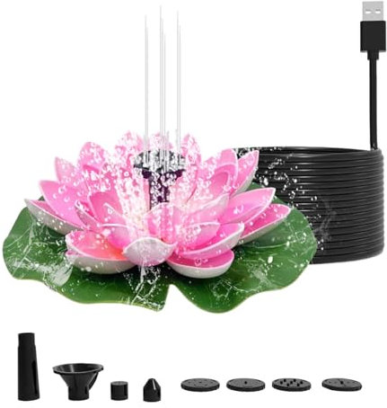 Solar Powered Water Fountain, Solar Lily Pad Fountain, Solar Water Fountain Outdoor Garden, Flower and, Solar Water Fountain for Flower Pot, Easy Installation