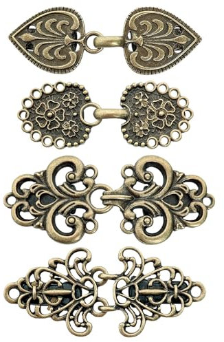 4 Stück Vintage-Pullover-Clip, geschwungen, Umhang-Clips für Kleid, Strickjacke, Schal, Kragen, retro, vintage, für Mädchen und Damen, Zink, Ohne Edelstein.