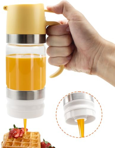 FUYAHA Honigspendertopf aus Glas, kein Tropfen, 266 ml, Honigglas mit Griff, Klarglas, Honigbehälter, Ahornsirupspender, perfekt für Honig und Sirup