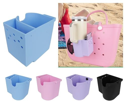 Cup and Phone Holder Compatible with Bogg Bag and Simply Southern Modern Bag 40 oz Insert Cup Holder for Stanley, compatible bogg bag Beach soft silicone handbag Accessories and accessories (Black)