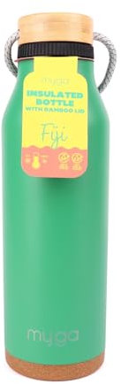 Myga Fiji Insulated Water Bottle - 700ml Stainless Steel Double Walled Leakproof Large Water Bottle Flask for 12h Hot & 24h Cold Drinks Reusable BPA Free Travel Friendly - 23oz, Green