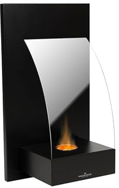 Avilia Schwarzer Bioethanol-Kamin aus Metall und gehärtetem Glas – ideal für die Schaffung Einer romantischen Atmosphäre, modern und elegant, mit umweltfreundlichen Brennstoffen und ohne Rauch und