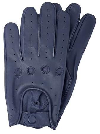 Herren-Lederhandschuhe, Retro, klassischer Chauffer, Vintage-Lammfell, ohne Futter, Handschuhe, Dresser, Colorlinx, navy, L
