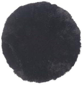 Naturasan Sitzkissen Rund, Lammfell Sitzauflage, warmes Sitzpolster, Fellkissen, Lammfell Echt, Rundes Kissen, Fell für Stühle, Sitzkissen Stuhl 38 cm (Schwarz)