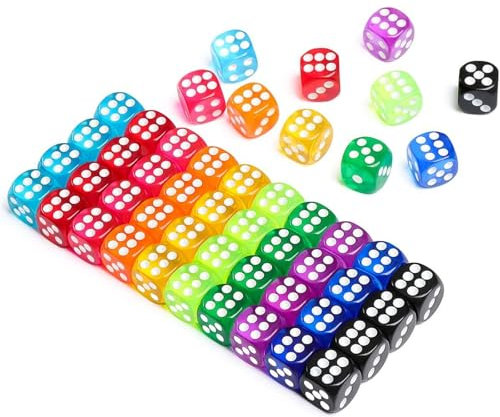 JSTHHTT 50 Pezzi Dadi 14mm 6 Facce Multicolore Acrilici per Giochi da Tavolo e Matematici