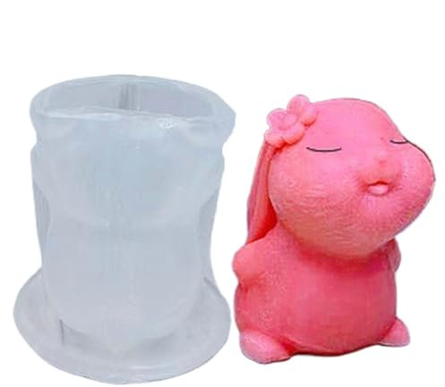 Silikonformen Gießformen Osterhase, Osterhasen Silikonform 3D Kaninchen Gießform Ostern Hasen Kerzenform Backform Für Handwerk Sojawachs Kerzen Gips, 7.1x6cm