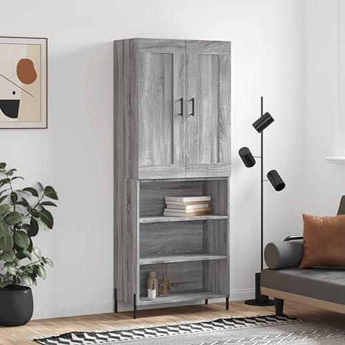 DYRJDJWIDHW Mueble bajo Cocina modulos Altos de Cocina aparadores Muebles comedorAparador Alto Madera contrachapada Gris Sonoma 69,5x34x180 cm