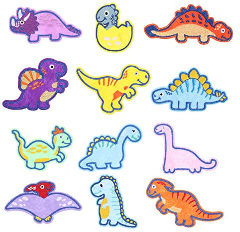 STOBOK 3 Stück 2 Dinosaurier-Aufkleber Zubehör Stickereiflecken Accessoires Charme Bausatz schuhreparatur bastelset Reparaturaufkleber für Kleidung DIY-Reparatur-Patches Polyester