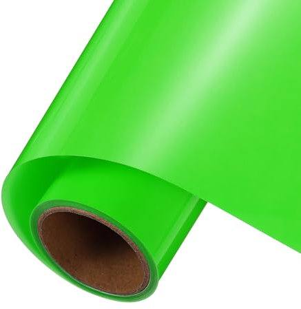 sourcing map Fluorescent Green Heat Transfer Vinyl, 10 Inch x 5ft Iron-on Vinyl Roll for Decal Cutting, Signs, Scrapbooking, DIY Craft, Home Decoration