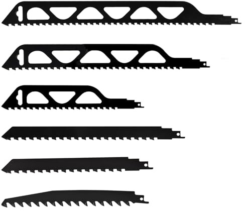 Lot de 6 lames de scie sabre, pour pierre, acier au carbure, scie sabre, Ytong, scie à brique, scie à béton cellulaire, pour béton cellulaire, bois, métal, brique (225, 240, 305, 445, 505 mm)