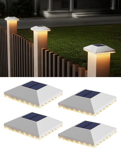 JACKYLED Solar Post Lights for 7×7 9×9 10×10 CM, IP65 Waterproof Post Lights, Auto Dusk to Dawn Solar Fence Light for Mailbox, Garden, Driveway (4pack)