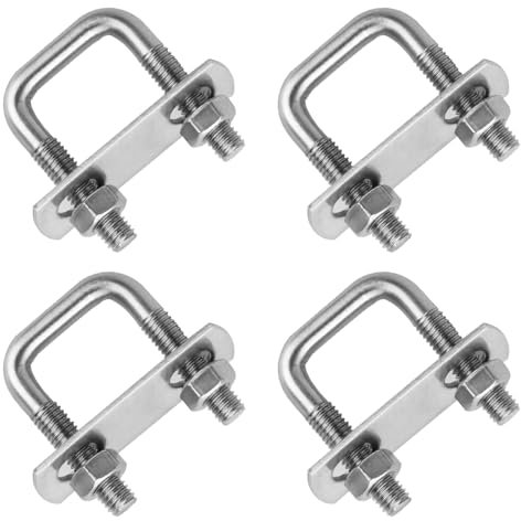 6 Pcs Boulons en U M8 U-Bolts, Vis en U 25x50mm, Boulon en Carrés en Acier Inoxydable avec Écrou et Plaques Rondelle de Plaque de Cadre pour Fixation des Tuyaus de Remorquage de Voiture