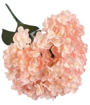 IZHAOGJING Hortensia Artificielle, Fleurs Artificielles Lot de 10 hortensias artificiels Blancs et Roses de Grande Taille, en Soie, for Bouquet de mariée, décoration de fête ou de Maison(Light Pink)