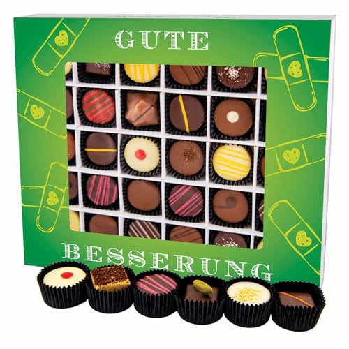Hallingers Genuss Manufaktur Pralinen Glückwunsch-Geschenk - ohne Alkohol, handmade aus Confiserie-Edelkakao in wertiger XXL-Geschenkbox Gute Besserung, Geschenkidee für Frauen Männer
