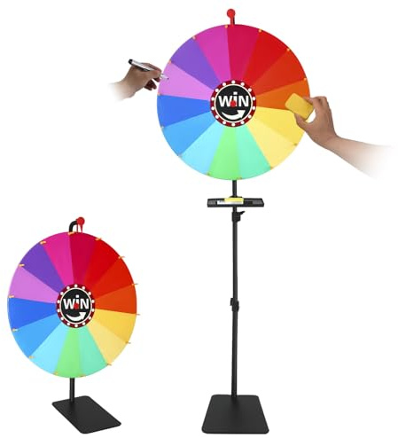 Aofesel Ruleta de La Suerte 60cm, Altura Ajustable 85-165cm Rueda de la Fortuna Grande con 14 Ranuras, Rueda Giratoria de Premios para Juegos de Lotería Juegos de Palabras Fiestas Carnaval