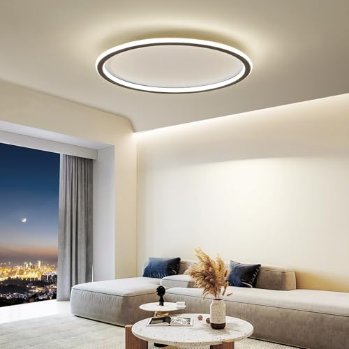 Mikeru Deckenlampe Schlafzimmer, 40cm LED Deckenleuchte Rund Ring Warmweiße Deckenleuchte Badezimmer Lampe Decke 3000K Ohne Fernbedienung für Wohnzimmer, Küche und Dachboden