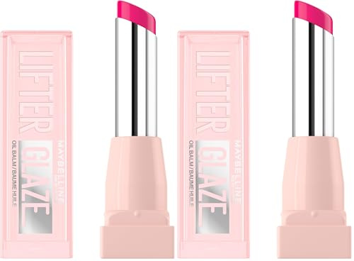 Maybelline New York Lifter Glaze Lip Oil Balm, Up to 24HR Hydration, Plumping for Fuller Lips, Hyaluronic Acid & Acerola Cherry Extract for Ultra-Comfortable Shine, Shade: Rose Bite (Pack of 2)