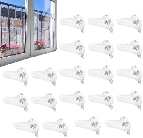 Clip Ferma Zanzariera | Ganci Ferma Zanzariera - 20 Pezzi, Materiale ABS, Include Le Viti, Fissa Saldamente Schermi, Finestre E Pannelli Antivento, Aumenta La Stabilità